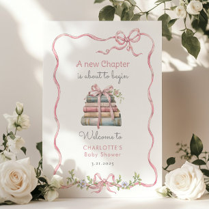 Poster Novo capítulo arco rosa Chá de fraldas de flor sil