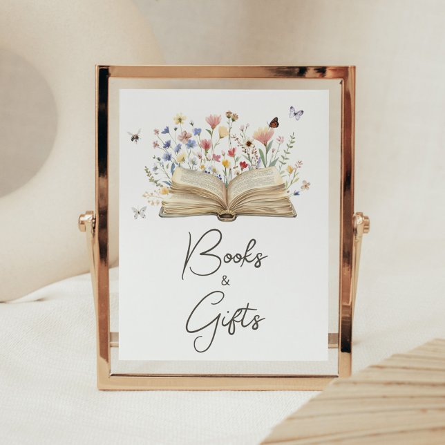 Poster Novo capítulo do Storybook inicia livros e present (New Chapter Begins Storybook Baby Shower Books and Gifts Sign)