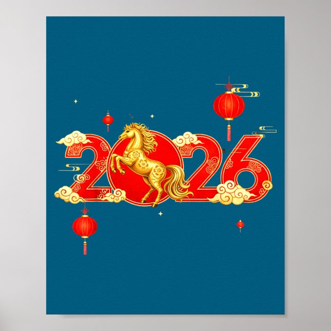 Poster Novo Cavalo Chinês Feliz (Frente)