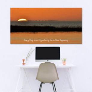 Poster Novo Começo Orange Sunrise Motivational Cote