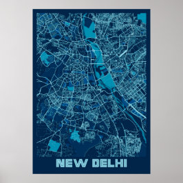 Poster Novo Deli - Mapa da Cidade de Paz na Índia