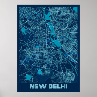 Poster Novo Deli - Mapa da Cidade de Paz na Índia