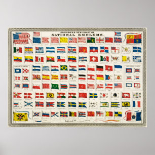 Poster Novo gráfico de emblemas nacionais de Johnson, 186