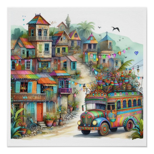 Póster NOVO HAITI Único, Aruba, Antígua (Frente)