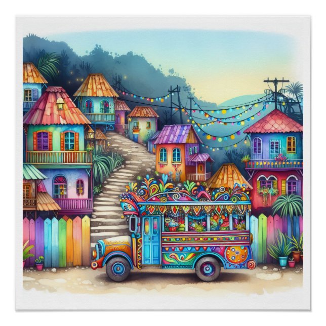 Póster NOVO HAITI Único, Aruba, Antígua (Frente)