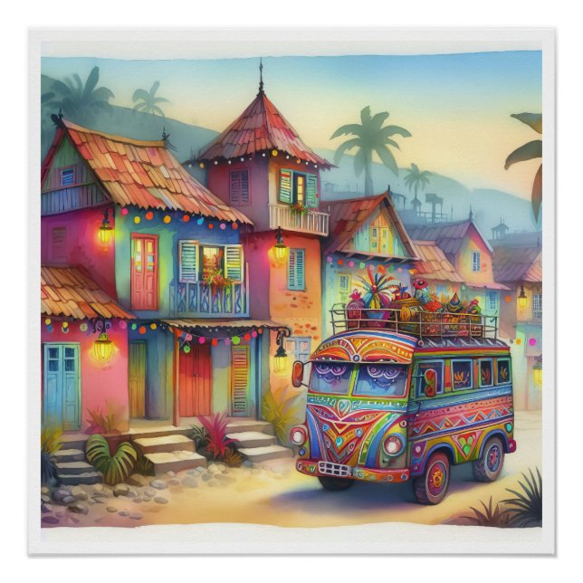 Póster NOVO HAITI Único, Aruba, Antígua (Frente)