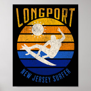 Poster Novo Jersey Surfista Longport Nj Praias de Surf Be