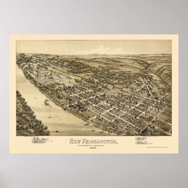 Póster Novo Kensington, PA Panorâmica - 1896 (Frente)
