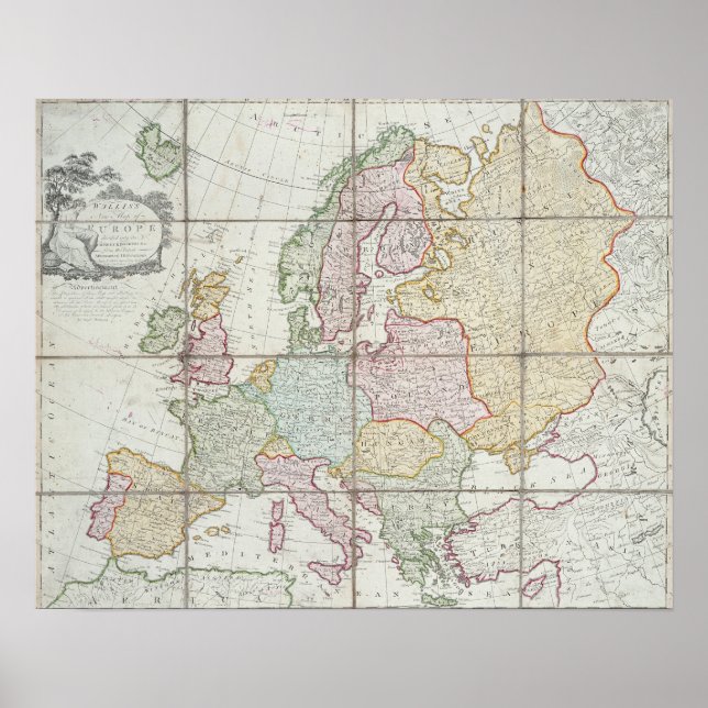 Póster Novo mapa da Europa de Wallis (Frente)