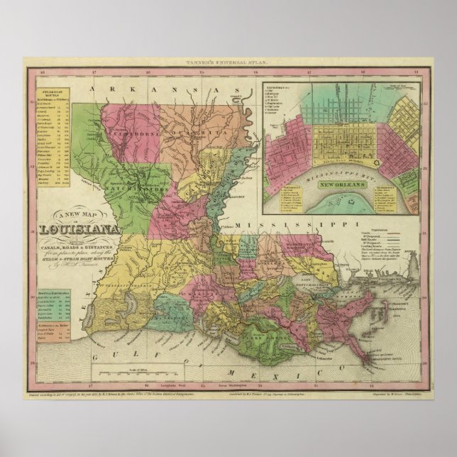 Póster Novo Mapa Da Louisiana 2 (Frente)