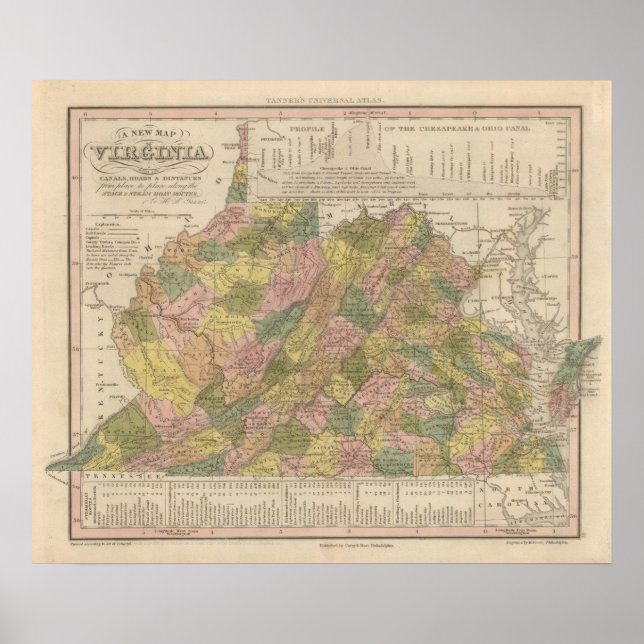 Póster Novo Mapa Da Virgínia (Frente)