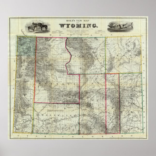 Póster Novo mapa de Holt, Wyoming (Frente)