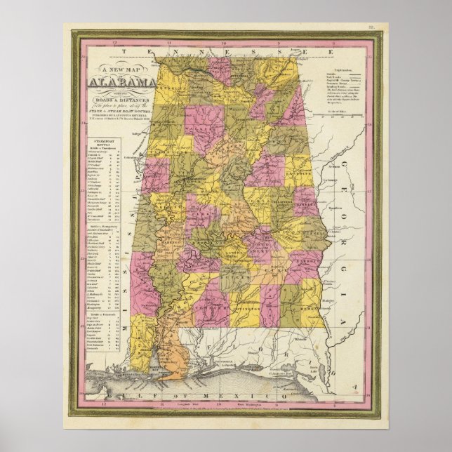 Póster Novo Mapa Do Alabama (Frente)