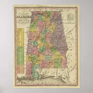 Póster Novo Mapa Do Alabama