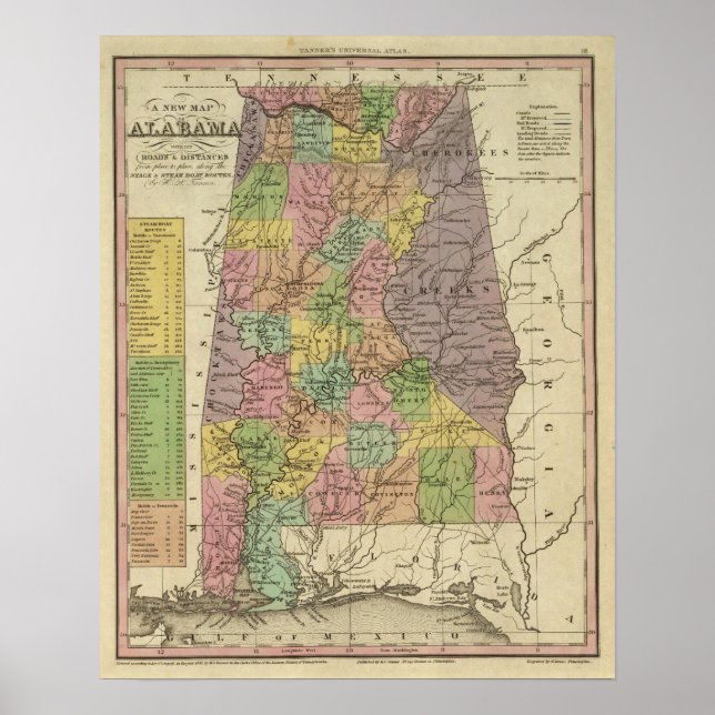 Póster Novo Mapa Do Alabama (Frente)