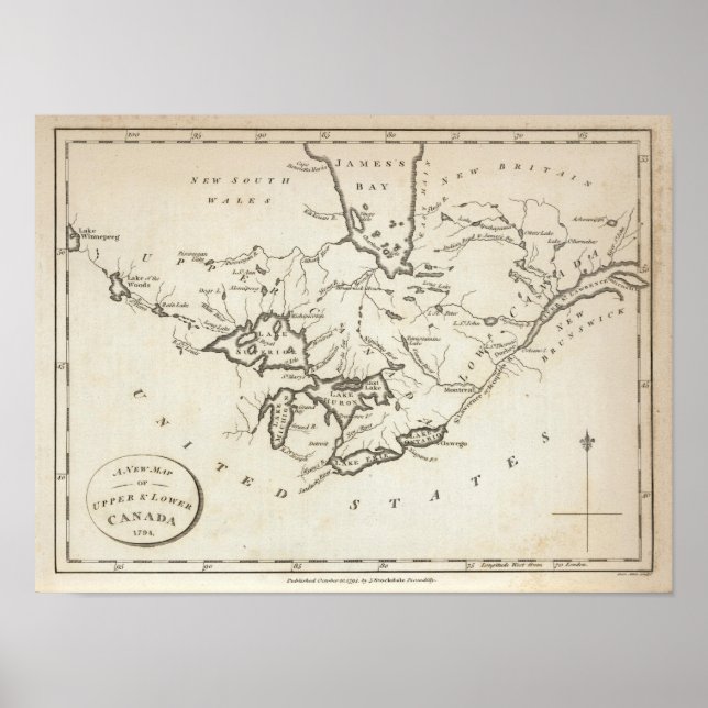 Póster Novo mapa do Canadá superior e inferior (Frente)