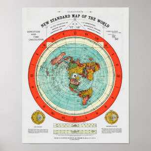 Poster Novo Mapa Padrão da Terra Plana Mundial