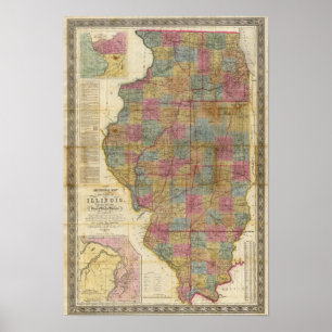 Póster Novo mapa setorial do Estado de Illinois 2