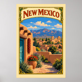 Poster Novo México Antigo | Adobe de Santa Fe