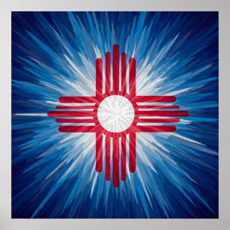 Poster Novo México, branco vermelho e azul