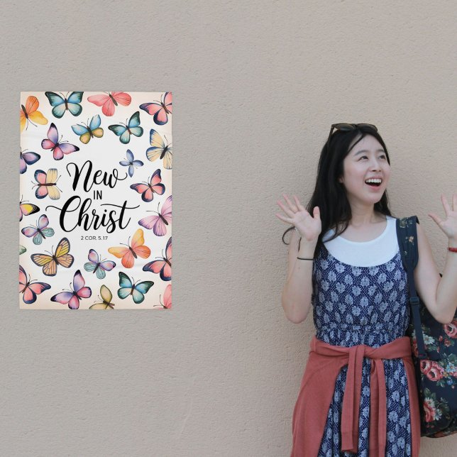 Poster Novo no Cristo - 2 Corintianos 5:17 Borboleta (Criador carregado)