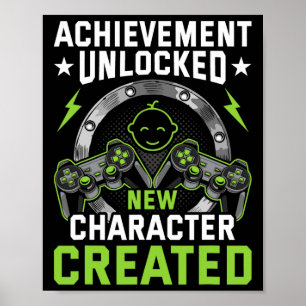 Poster Novo Personagem Desbloqueado Criado Vídeo Gamer 1 