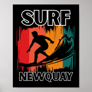 Poster Novo Retro de Surf da Cornualha Vibração de Surf e