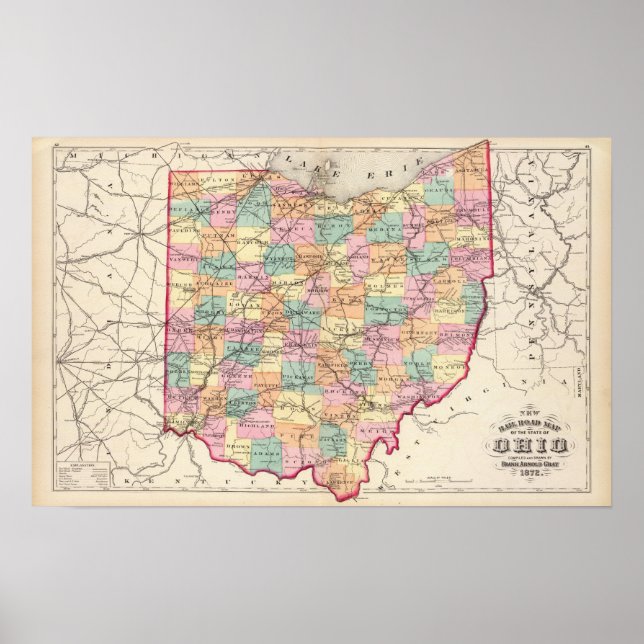 Póster Novo roteiro ferroviário do Estado de Ohio (Frente)