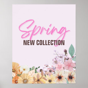 Poster Novo Sinal de Coleção primavera, Retail Store Rosa