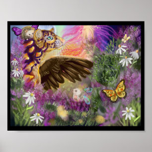 Poster Novos começos Nublados de Arte Fantástica Leopardo