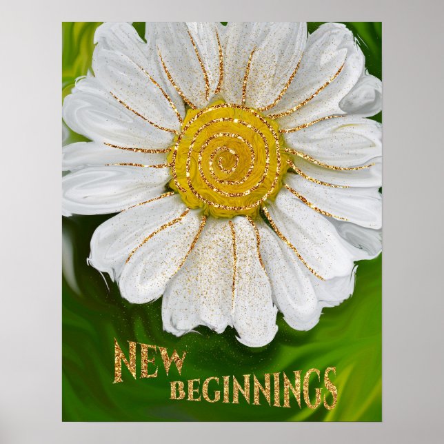 Poster Novos começos - Poder das flores margaridas (Frente)