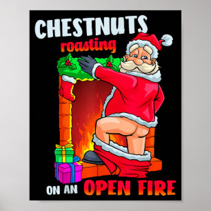 Poster Nozes do Peito Assando Santa Travesso Engraçado Co