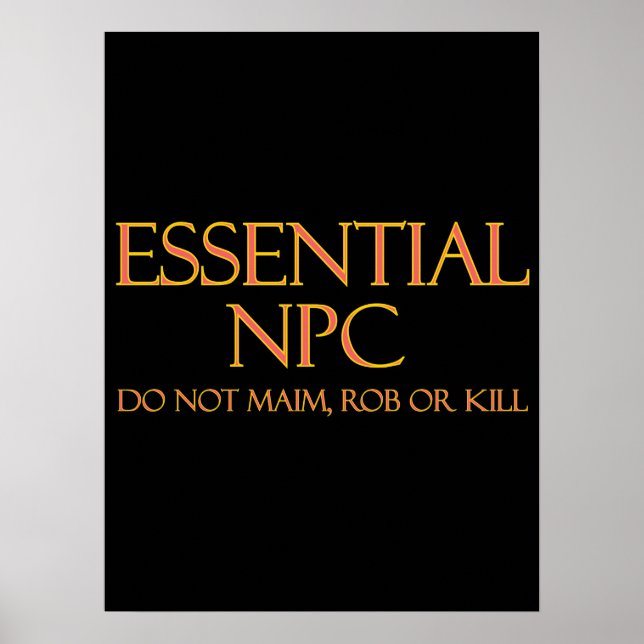 Poster NPC essencial Não mire Rob ou RPG engraçado no Mat (Frente)