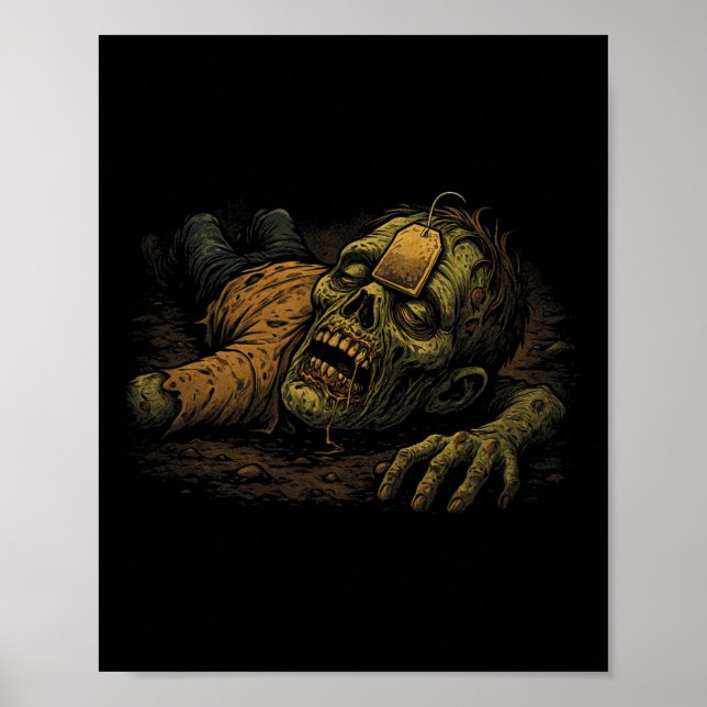 Poster Npc Zumbi Teag - Meme de Halloween Divertido de Ch (Frente)