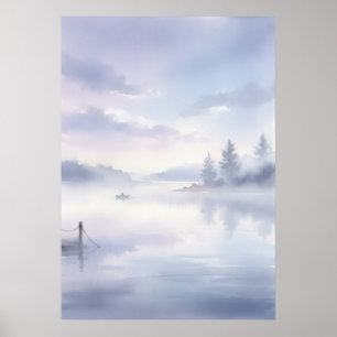 Poster Nublado Lavanda Sonhador Lago Pinheiros Barco Doca