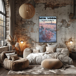 Póster Nueva York: Arte Linea contemporáneo, coordenadas.