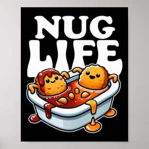 Poster Nug Life Funny Chicken Nuggets Em Cartões De Churr