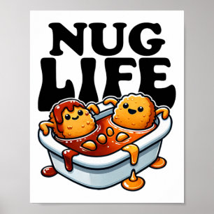 Poster Nug Life Funny Chicken Nuggets Em Cartões De Churr