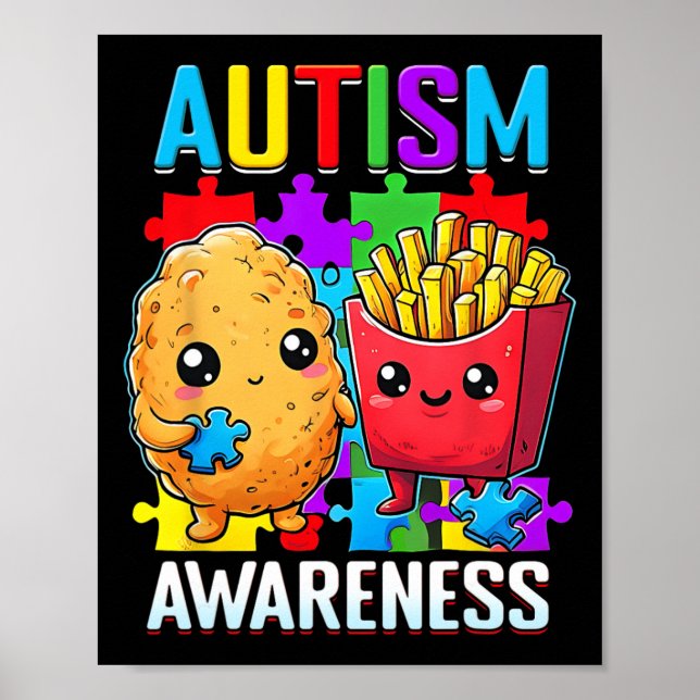 Poster Nugget de Frango E Batata Frita Conscientização do (Frente)