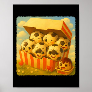 Poster Nuggets de Frango de Futebol Fofos Kawaii Divertid