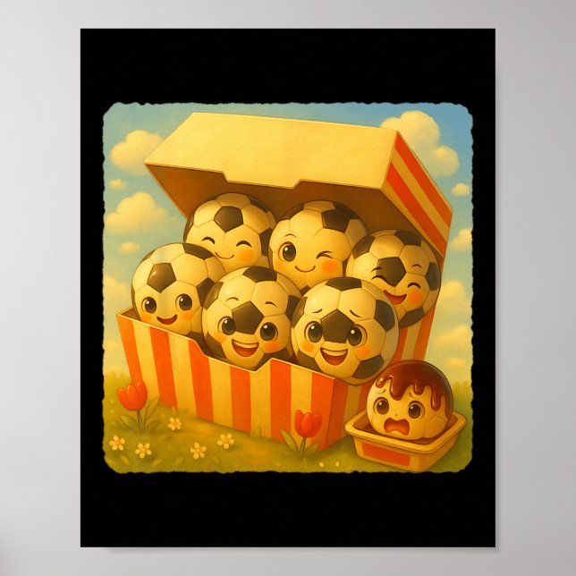 Poster Nuggets de Frango de Futebol Fofos Kawaii Divertid (Frente)