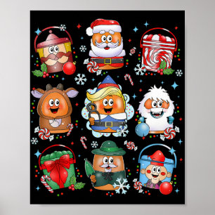Poster Nuggets de Frango Engraçados Papai Noel Rena Natal