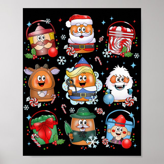 Poster Nuggets de Frango Engraçados Papai Noel Rena Natal (Frente)