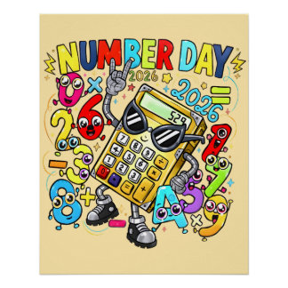 Póster Number Day 2026 Maths Poster for Kids UK Classroom