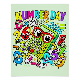 Póster Number Day 2026 Maths Poster for Kids UK Classroom