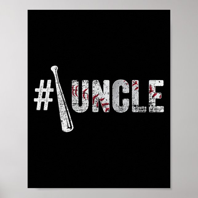 Poster Number One Baseball Uncle Fathers Day Funny Baseba (Frente)