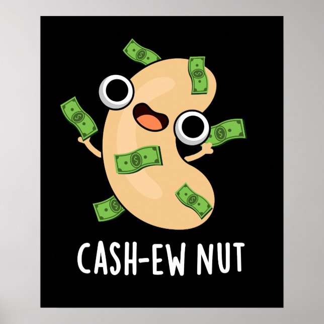 Poster Numerário Nut Funny Cashew Nut Pun Dark BG (Frente)