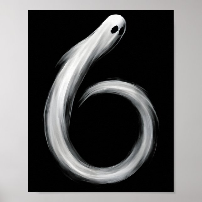 Poster Número 6 Fantasma Divertido Seis Sete 67 Meme de H (Frente)