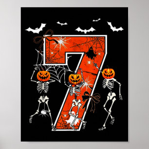 Poster Número 7 Seis Sete Meme 6 7 Halloween Esqueleto Da