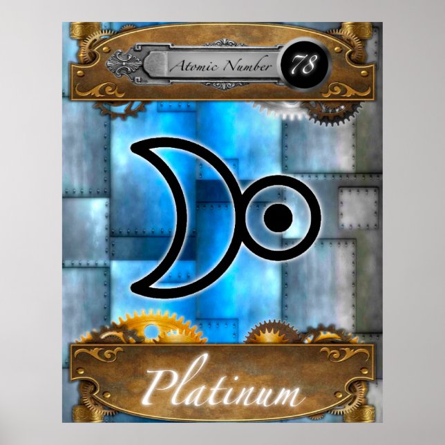 Poster Número Atômico de Elemento Periódico Platinum nº 7 (Frente)